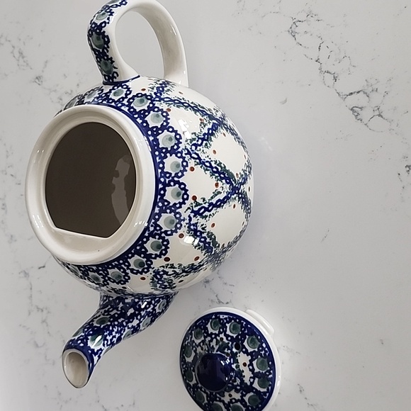 Polish Pottery Tea Set - Teapot, Cream & Sugar - Picture 6 of 7
